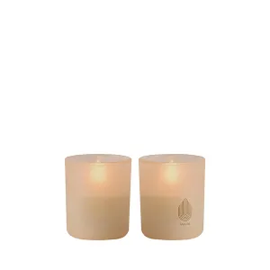 Glass Candle, Beige, 2-pack, 6x7 cm